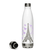 tsgabrielle® • Paris - La Tour Eiffel • Water Bottle • White • Stainless Steel • 17 oz mockup 2