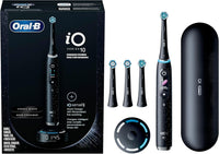 Oral-B iO Series 10 Rechargeable Electric Toothbrush with Visible Pressure Sensor to Protect Gums, 2 Min Timer, 7 Cleaning Settings, 4 Replacement Toothbrush Heads, and Charging Travel Case, Black