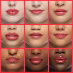 Christian Dior Dior Addict Lip Glow Oil in 6 glossy shades shown on diverse skin tones. Hydrating lip gloss with radiant cherry oil finish.