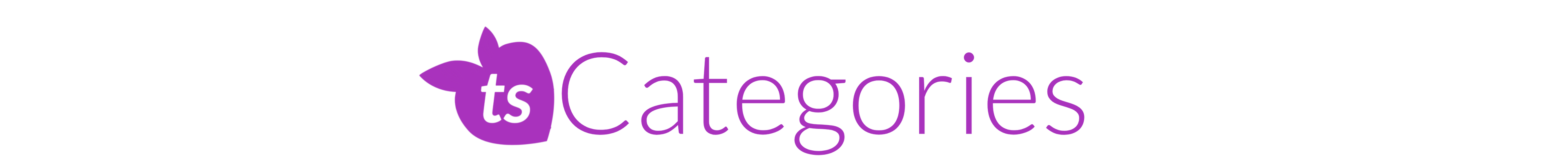 Logo with 'ts' and 'Categories' text on a white background