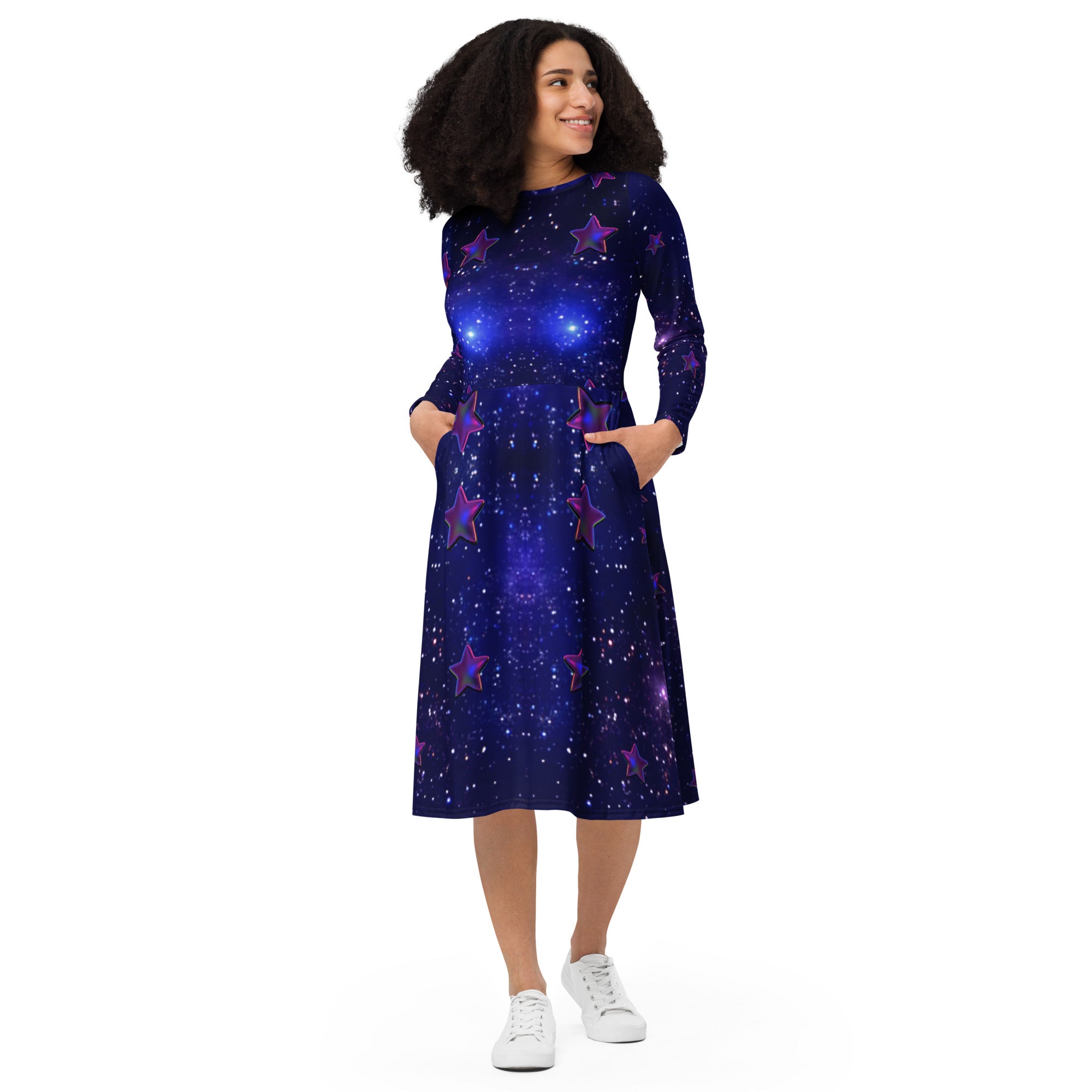 tsgabrielle® • For Her 👗 • 🌌✨Édition Spatiale • Cosmic Edition • Long Sleeve Midi Dress  