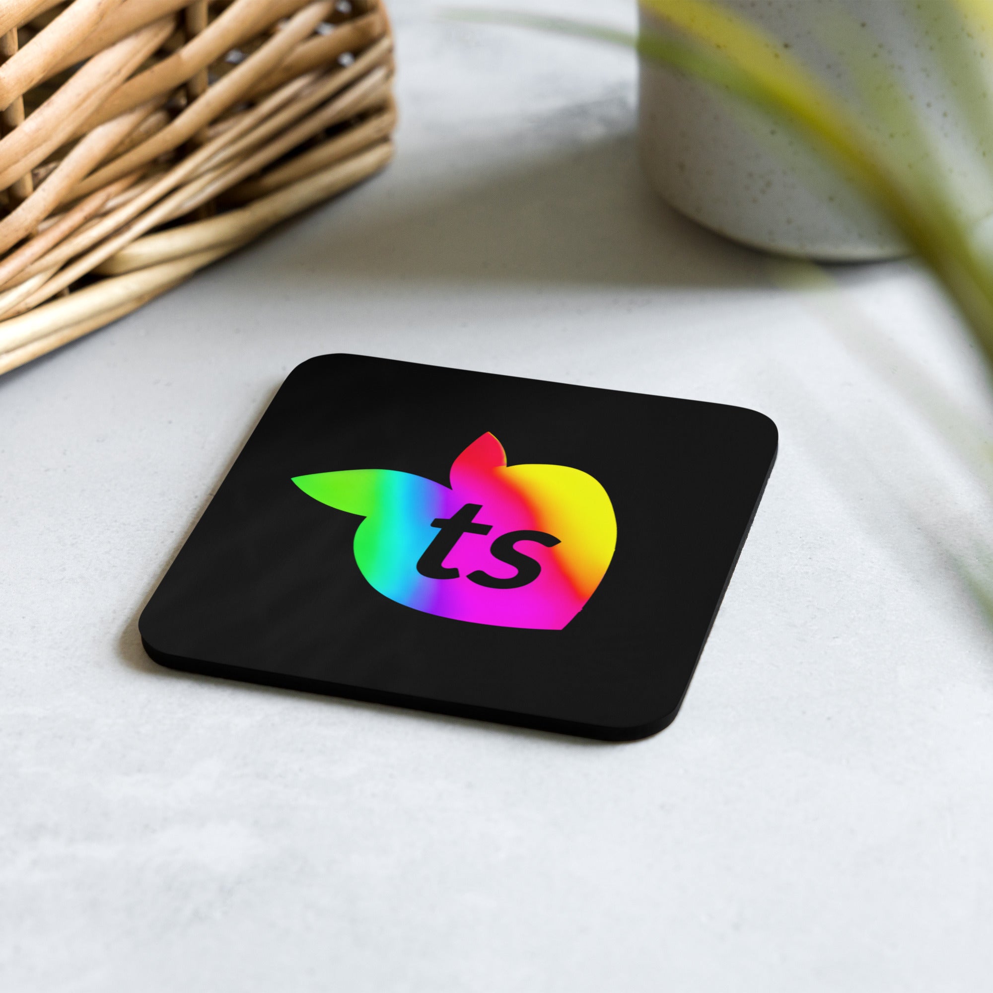 tsgabrielle® • 🌈Pride 25 • Cork-Back Coaster • Black