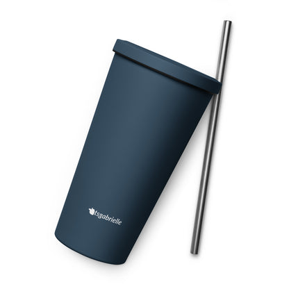 tsgabrielle • Insulated Tumbler with a Straw • Dark Navy • 20 oz - 600 ml