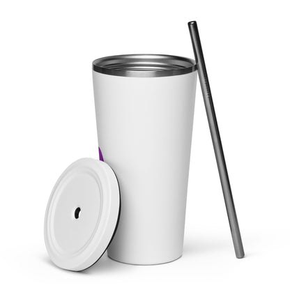 Insulated Tumbler with a Straw White • tsgabrielle™ USA • • Insulated Tumbler with a Straw White