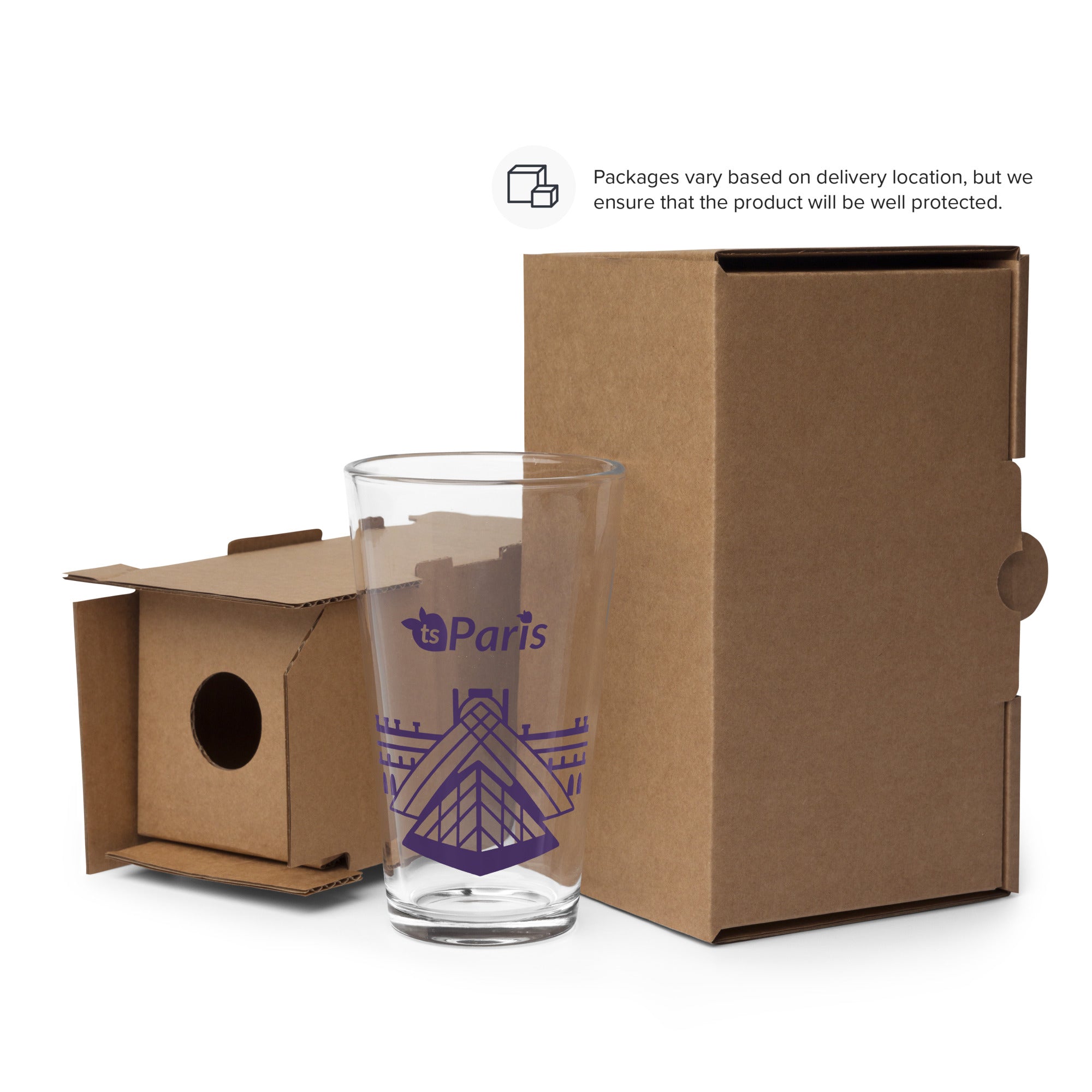 tsgabrielle® • Paris - The Louvre Pyramid • Shaker Pint Glass • 16 oz