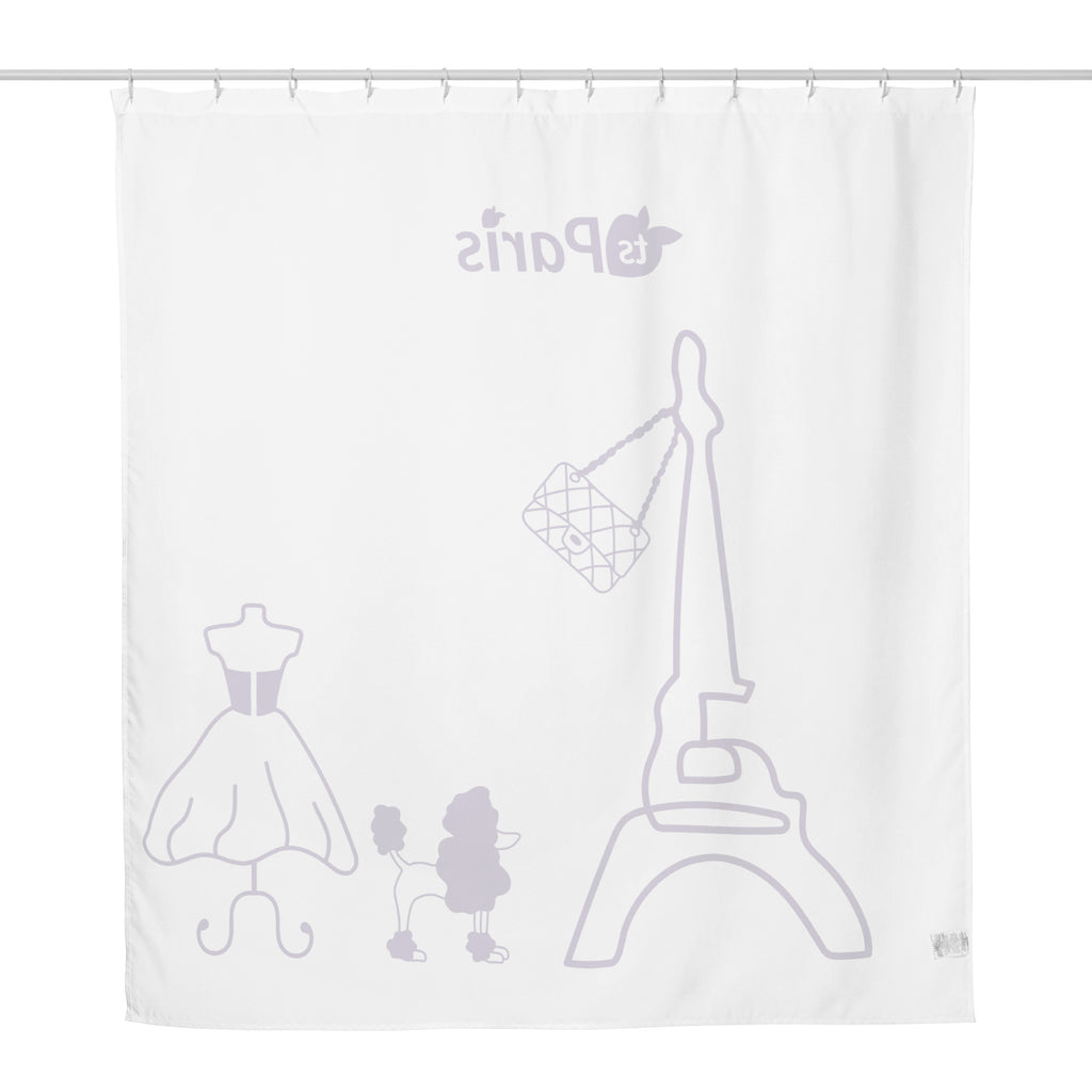 tsgabrielle® • Paris - Fashion Week • Shower Curtain • White • 71” x 74”