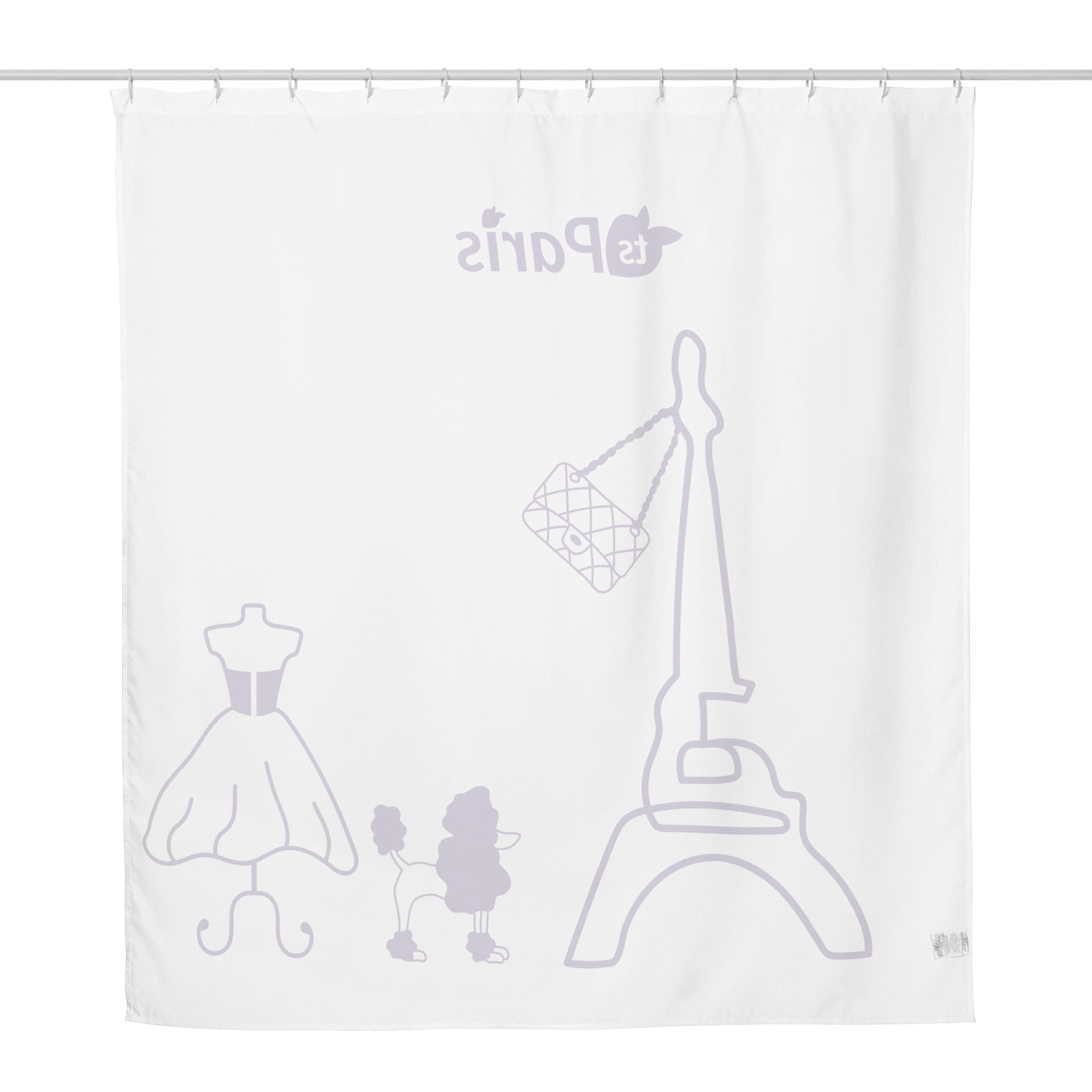 tsgabrielle® • Paris - Fashion Week • Shower Curtain • White • 71” x 74”