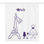 tsgabrielle® • Paris - Fashion Week • Shower Curtain • White • 71” x 74”