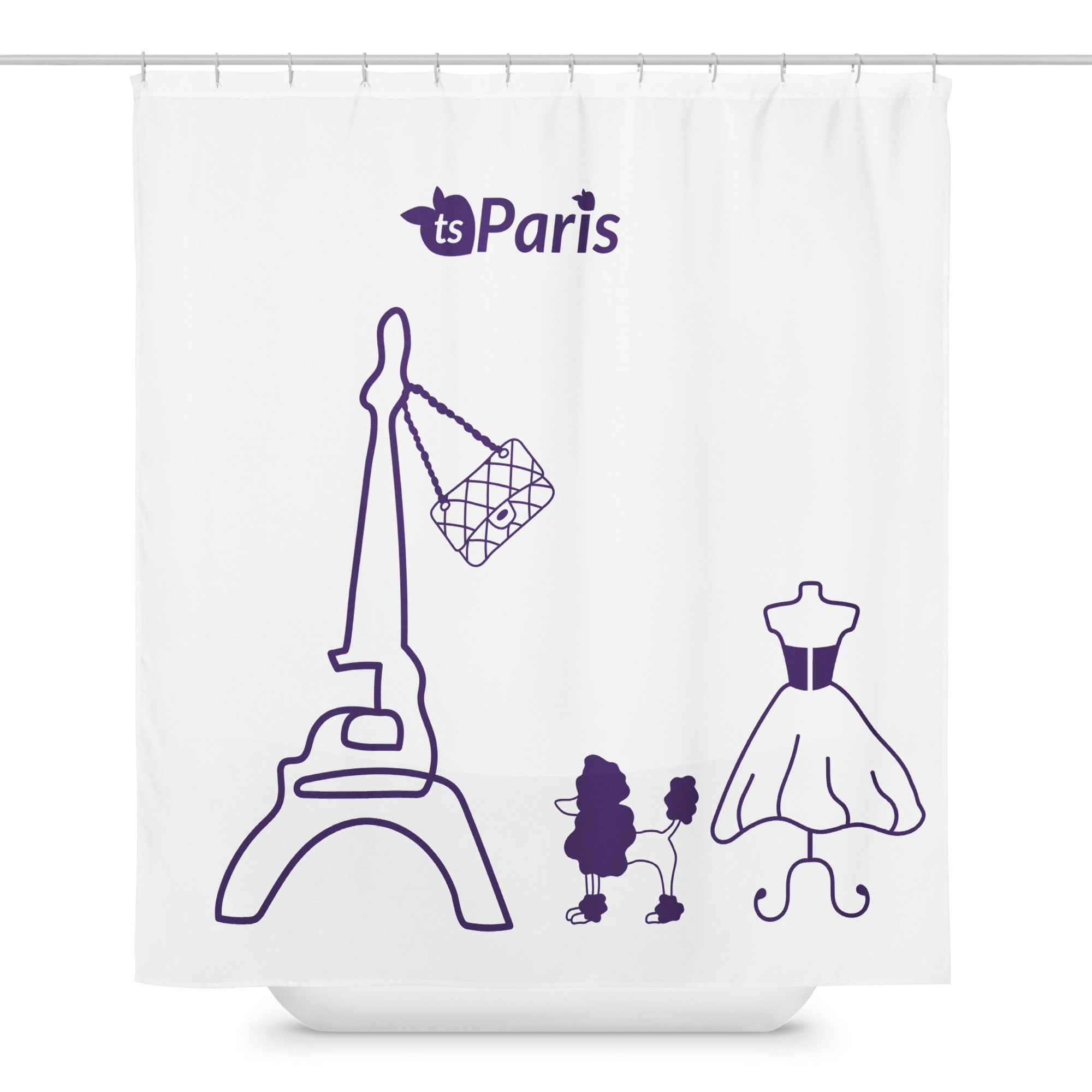 tsgabrielle® • Paris - Fashion Week • Shower Curtain • White • 71” x 74”
