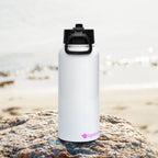 tsgabrielle® • Flamant Rose • Water Bottle with a Straw Lid • Stainless Steel • White • 32 oz