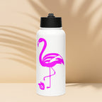 tsgabrielle® • Flamant Rose • Water Bottle with a Straw Lid • Stainless Steel • White • 32 oz