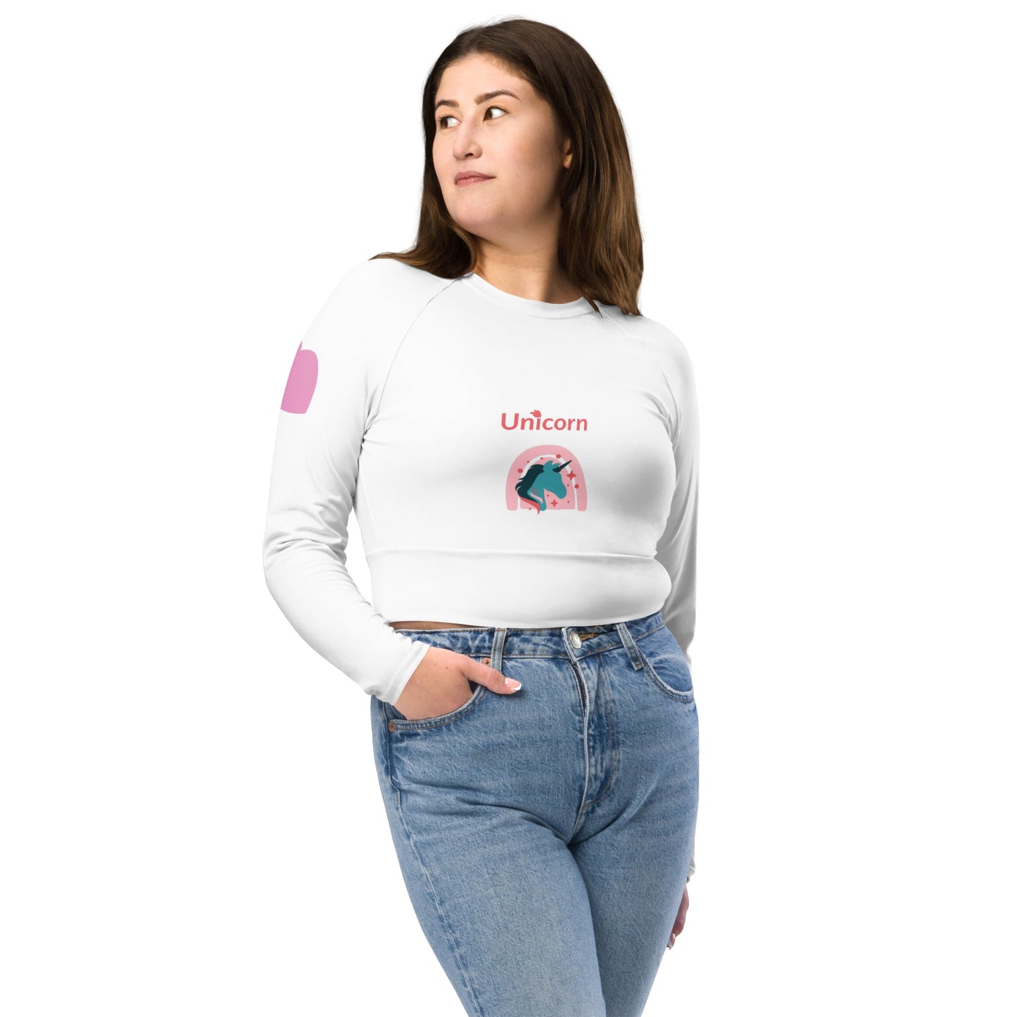 Trans / Women's Recycled Long - Sleeve Crop Top (Unicorn) • tsgabrielle™ USA • • Trans / Women's Recycled Long - Sleeve Crop Top (Unicorn)