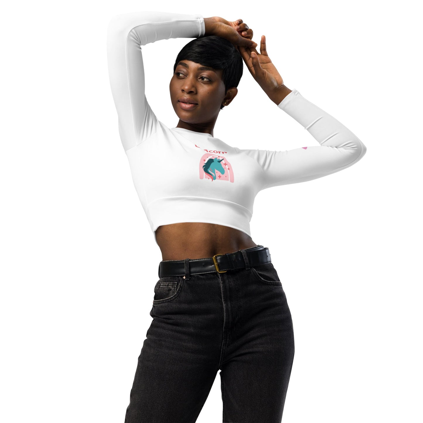 Trans / Women's Recycled Long - Sleeve Crop Top (Unicorn) • tsgabrielle™ USA • • Trans / Women's Recycled Long - Sleeve Crop Top (Unicorn)