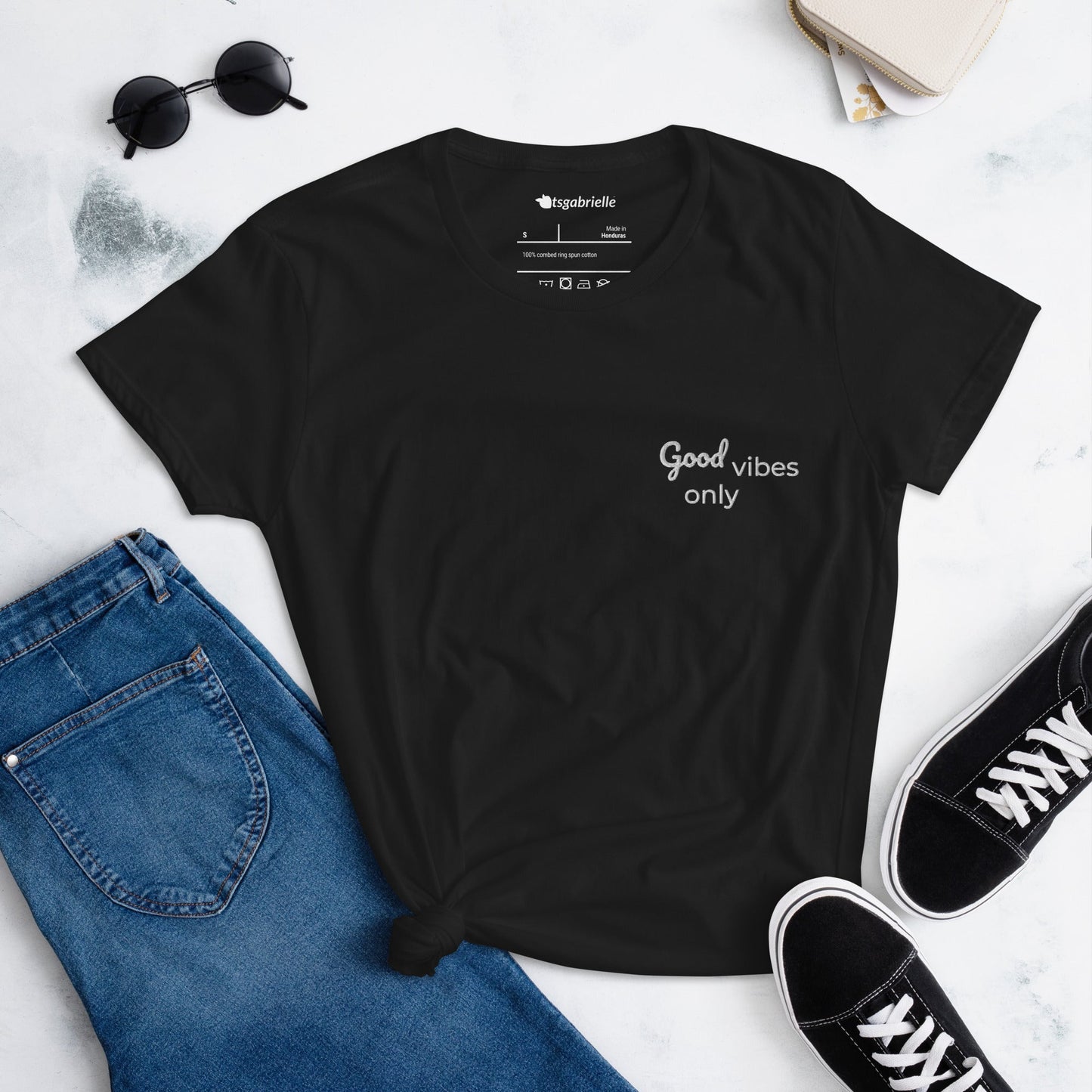 Trans / Women's Short Sleeve T-Shirt - Good Vibes • tsgabrielle™ USA • Apparel & Accessories • Product mockup