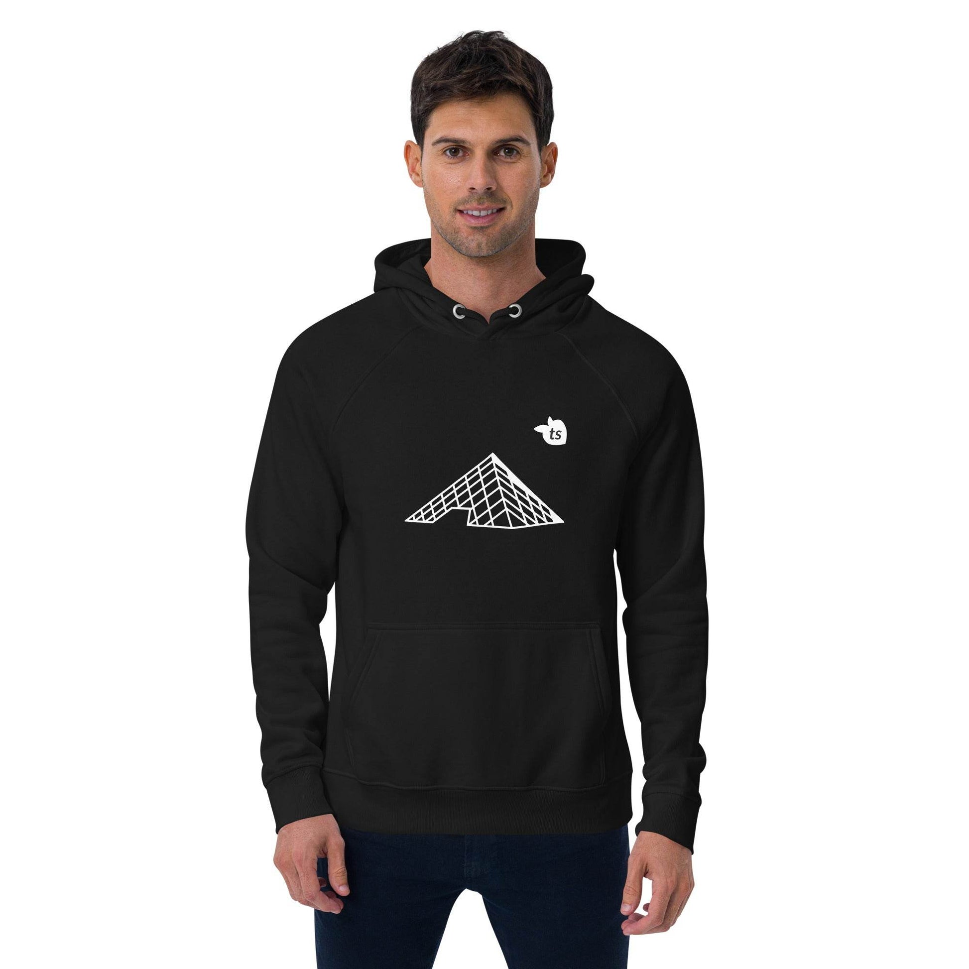 tsgabrielle • Men's • Paris- The Louvre Pyramid • Eco Raglan Hoodie • Black - tsgabrielle